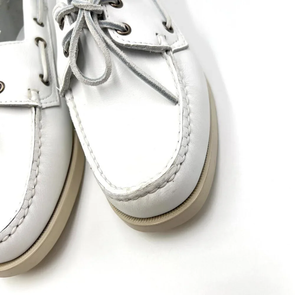 Sebago Docksides Portland Womens Size 10 White Leather‎ Boat Shoes Loafers